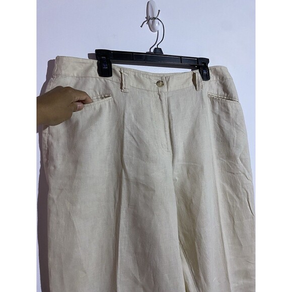 Chicos Pants Womens 3 Linen Beige Beach Coastal Travel Resort Wide Leg - Picture 5 of 10